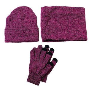 Unisex Winter Beanie, Scarf and Hat set- deep pink
